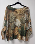 VI668 Green Autumn Leaf Printed Sweater