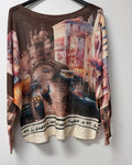 VI670 Brown Venice Canal Printed Sweater