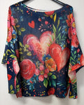 VI677 Navy Heart Floral Printed Sweater