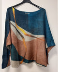 VI685 Teal Abstract Wave Printed Sweater
