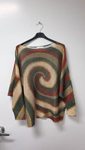 VI689 Green Glitter Swirl Printed Sweater