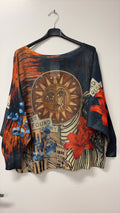 VI692 Navy Sun Floral Printed Sweater