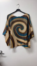 VI696 Teal Glitter Swirl Printed Sweater