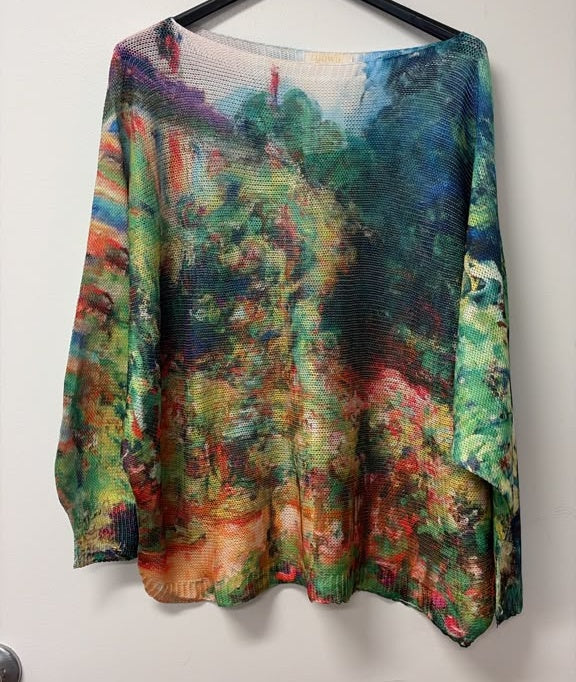 VI700 Green Rose Garden Printed Sweater
