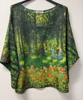 VI702 Forest Green Poppy Woods Printed Sweater