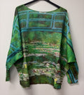VI703 Teal Water Lily Bridge Printed Sweater