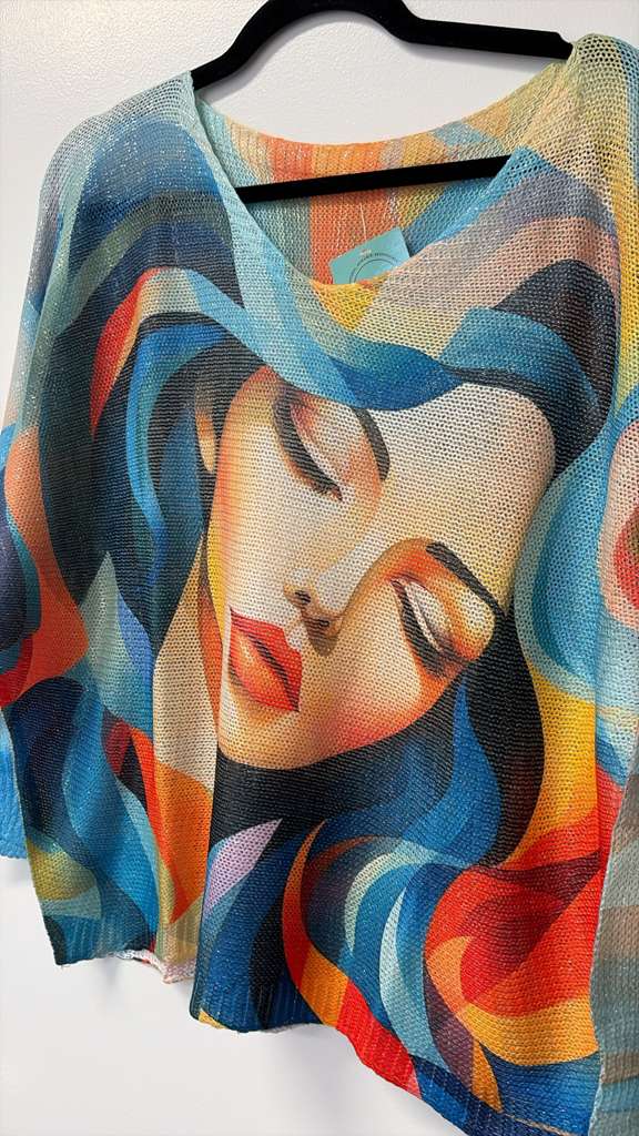 VIABF Abstract Face Knit Top