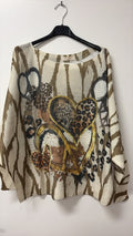 VIHPZ Heart Peace Zebra Print Knit Sweater