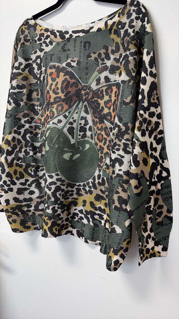 VILPC Leopard Cherry Knit Top