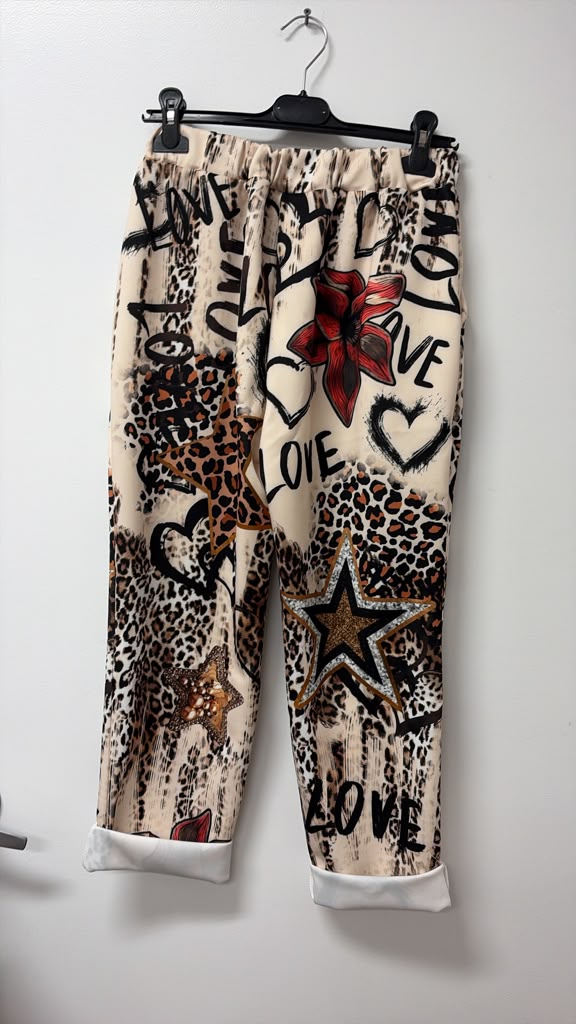 VILVL Love Leopard Jogger Pants Cream