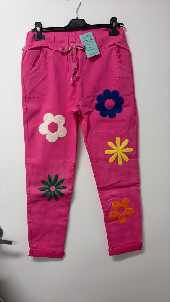 VIPKD Daisy Patch Jogger Pants Pink