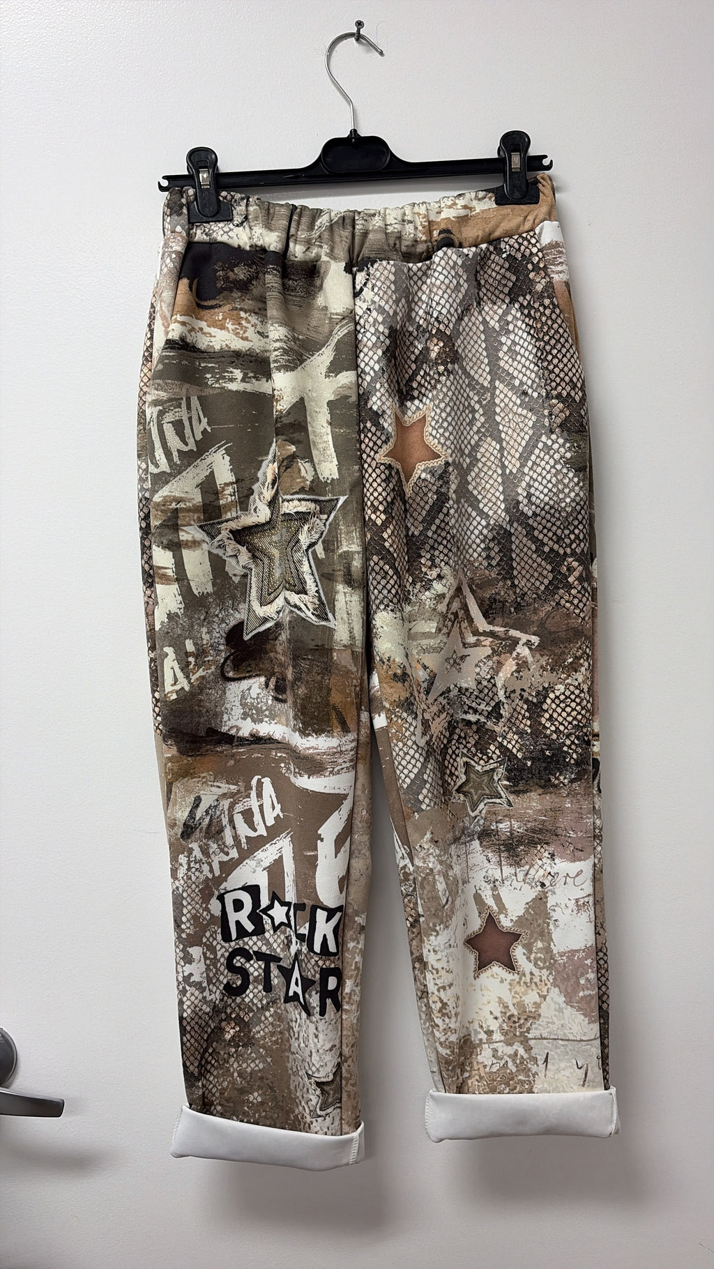 VIRKS Rock Star Graphic Jogger Pants Brown