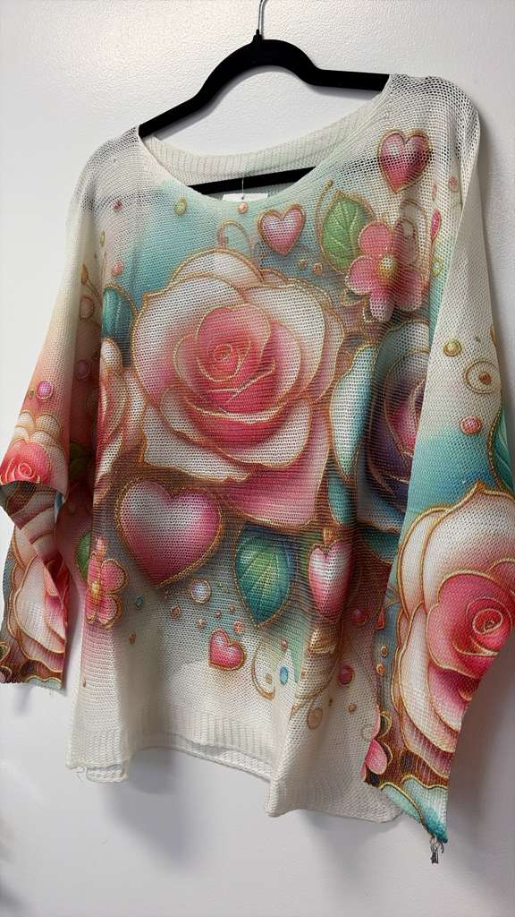 VIRSH Rose & Heart Knit Top