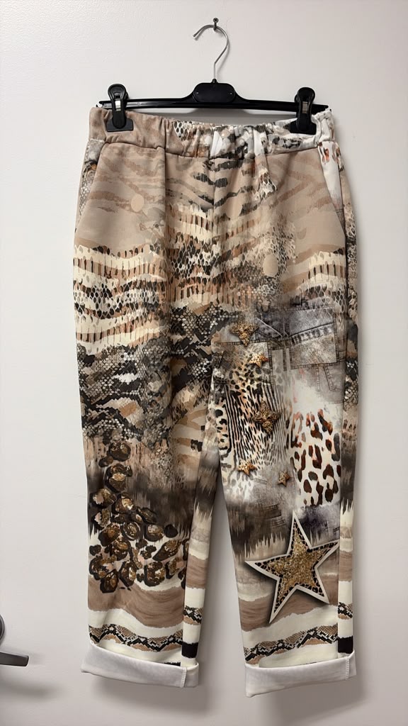 VISFD Safari Denim Patch Jogger Pants Beige