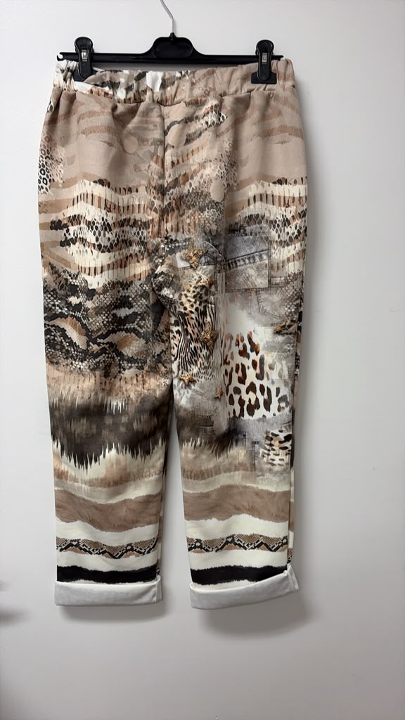 VISFD Safari Denim Patch Jogger Pants Beige