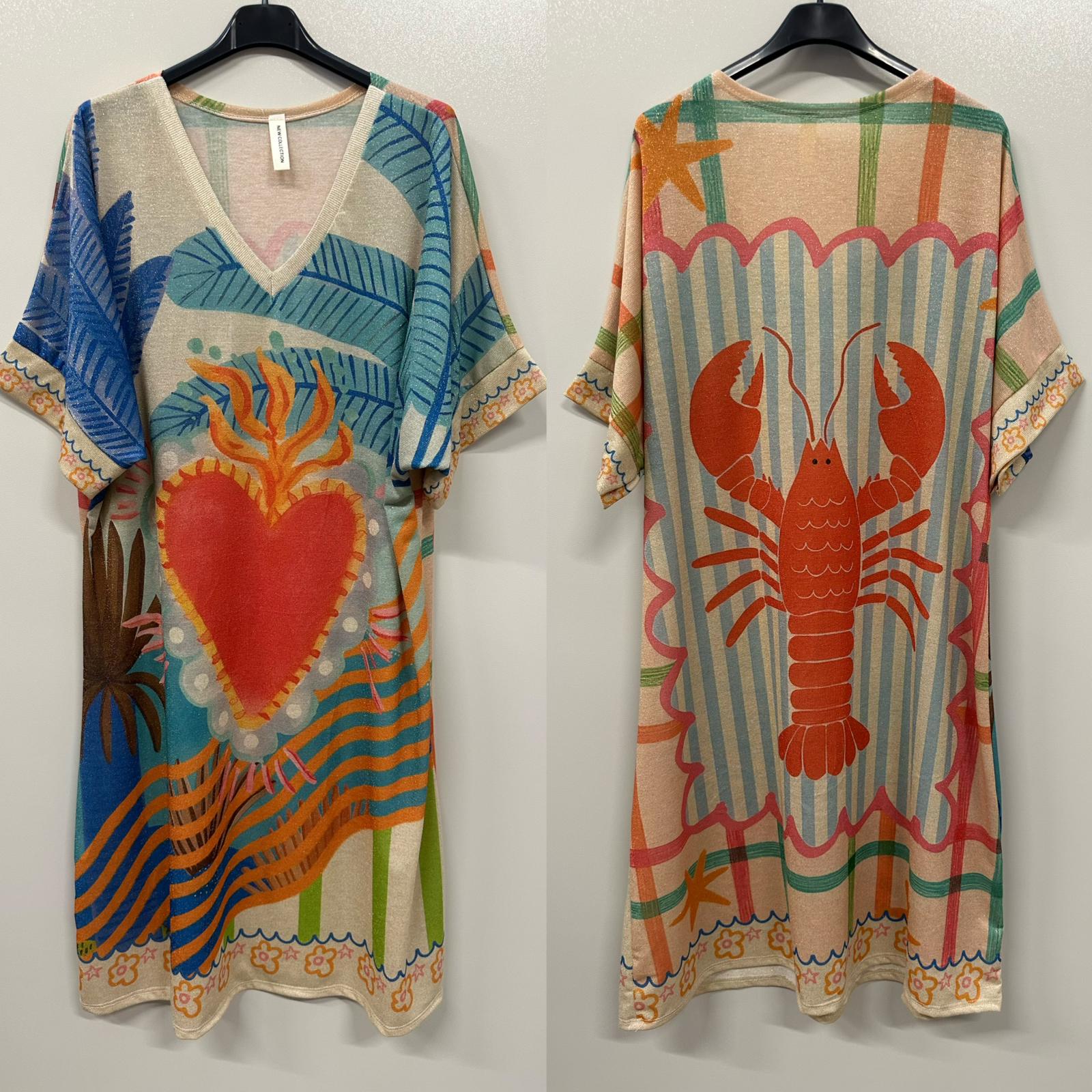 VISHR Sacred Heart Lobster Lurex Dress