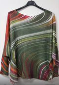 VISWS Olive Swirl Stripe Knit Sweater