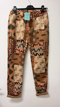 VITFP Tribal Flamingo Print Jogger Pants Tan