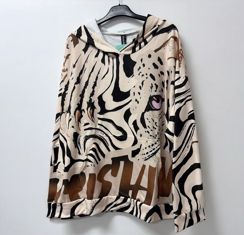 VITLH Tiger Leopard Face Hoodie Off-White