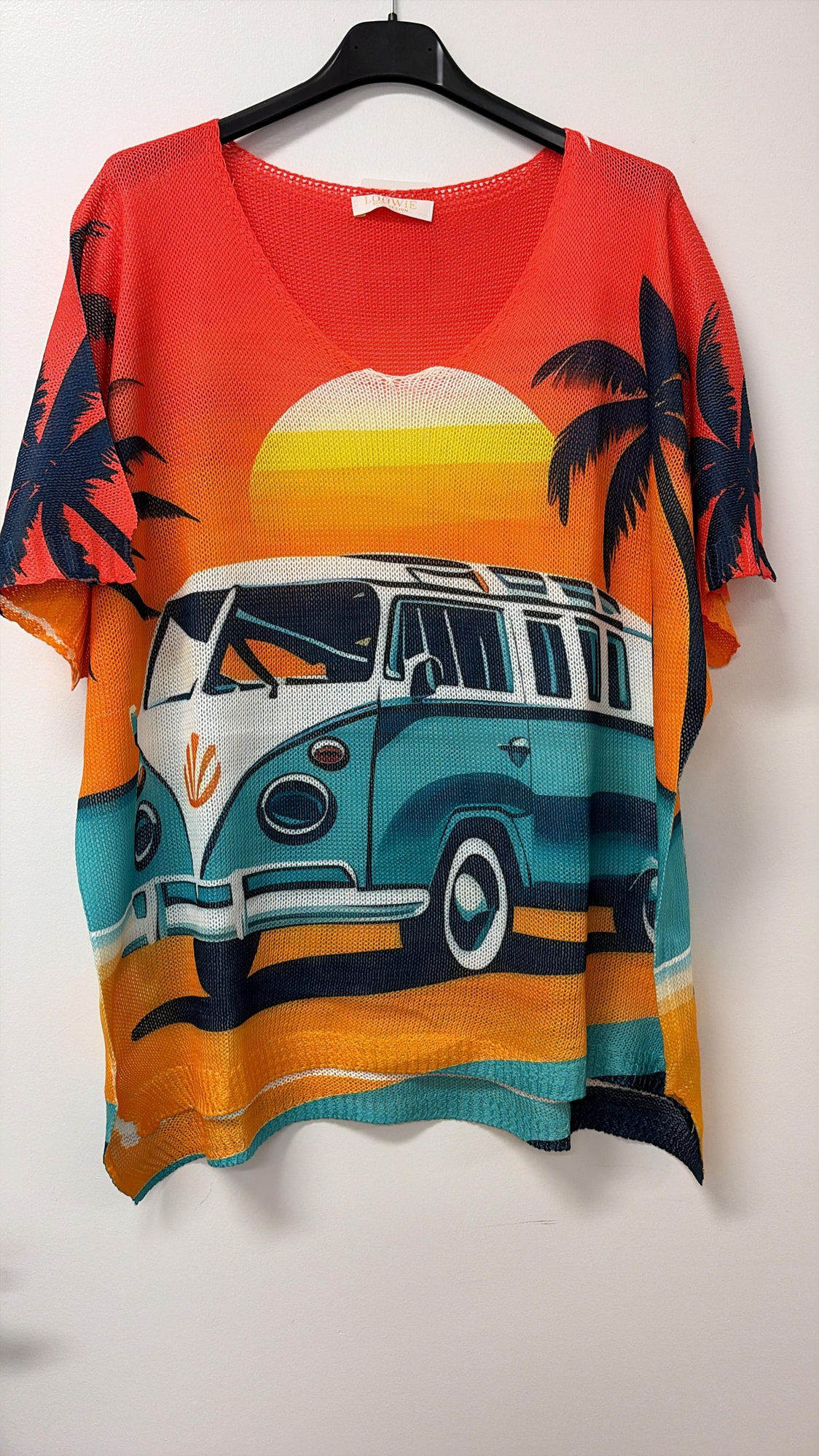 VIVBN Beach Van Print Sweater