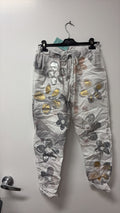 VIWFF Floral Foil Jogger Pants White