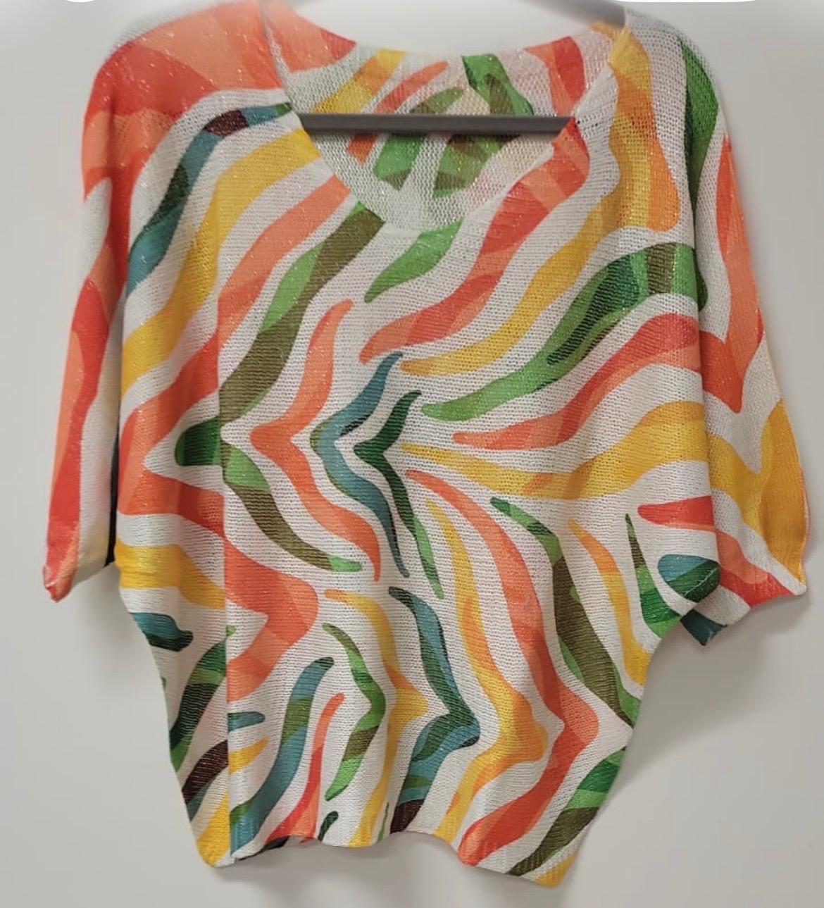 VIZWV Ivory Zebra Wave Knit Sweater