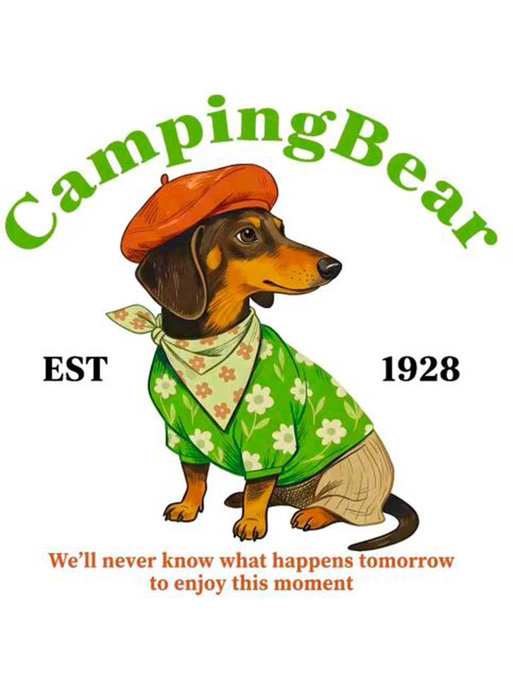 VLTDAGN Dachshund Print T-Shirt Green