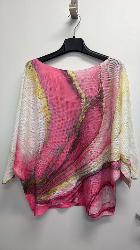 VISTDPWY Italian OS Tie-Dye Pink Printed Knit Sweater