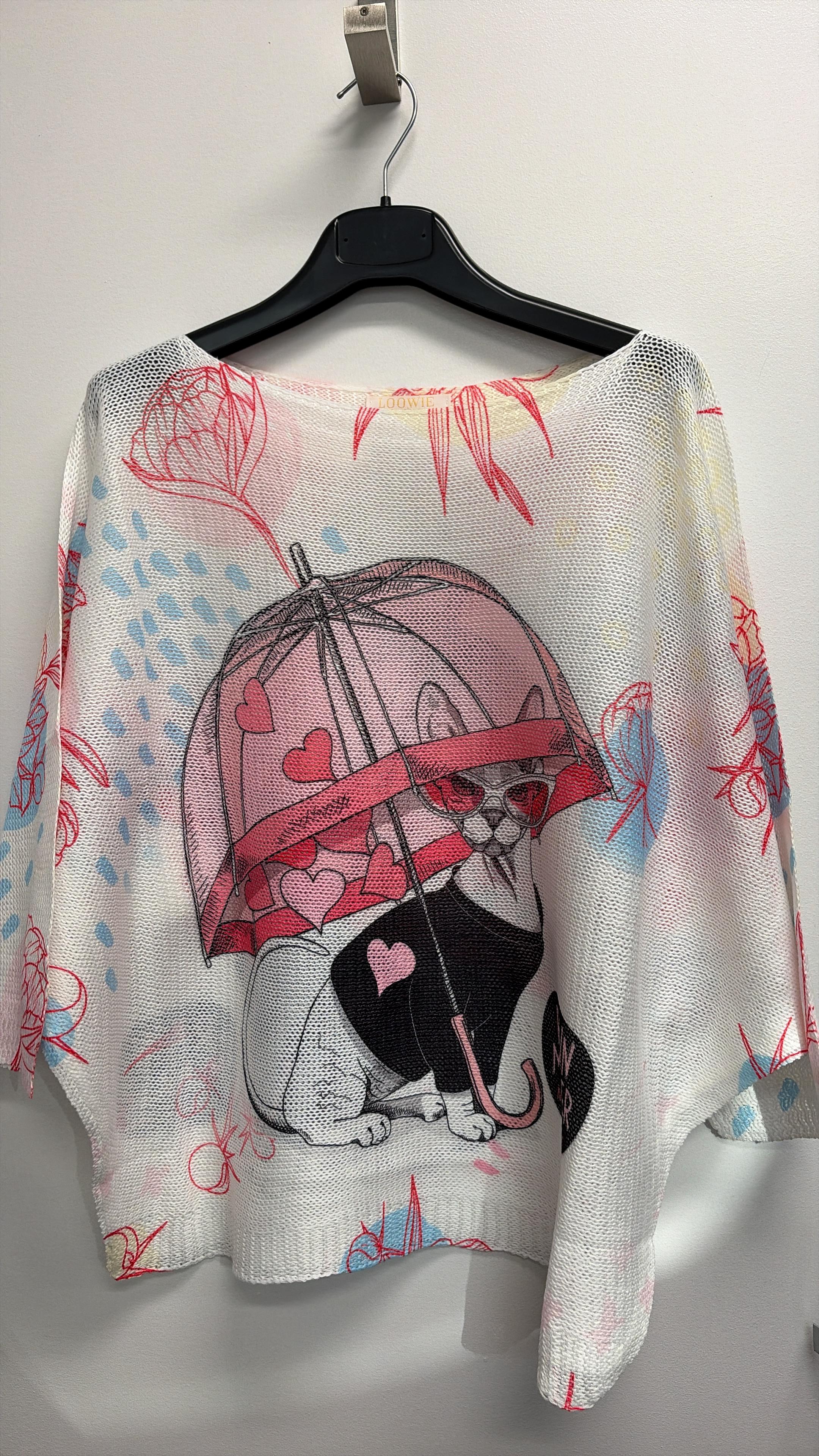 VISRDWH Italian OS Rainy Dog Printed Knit Sweater