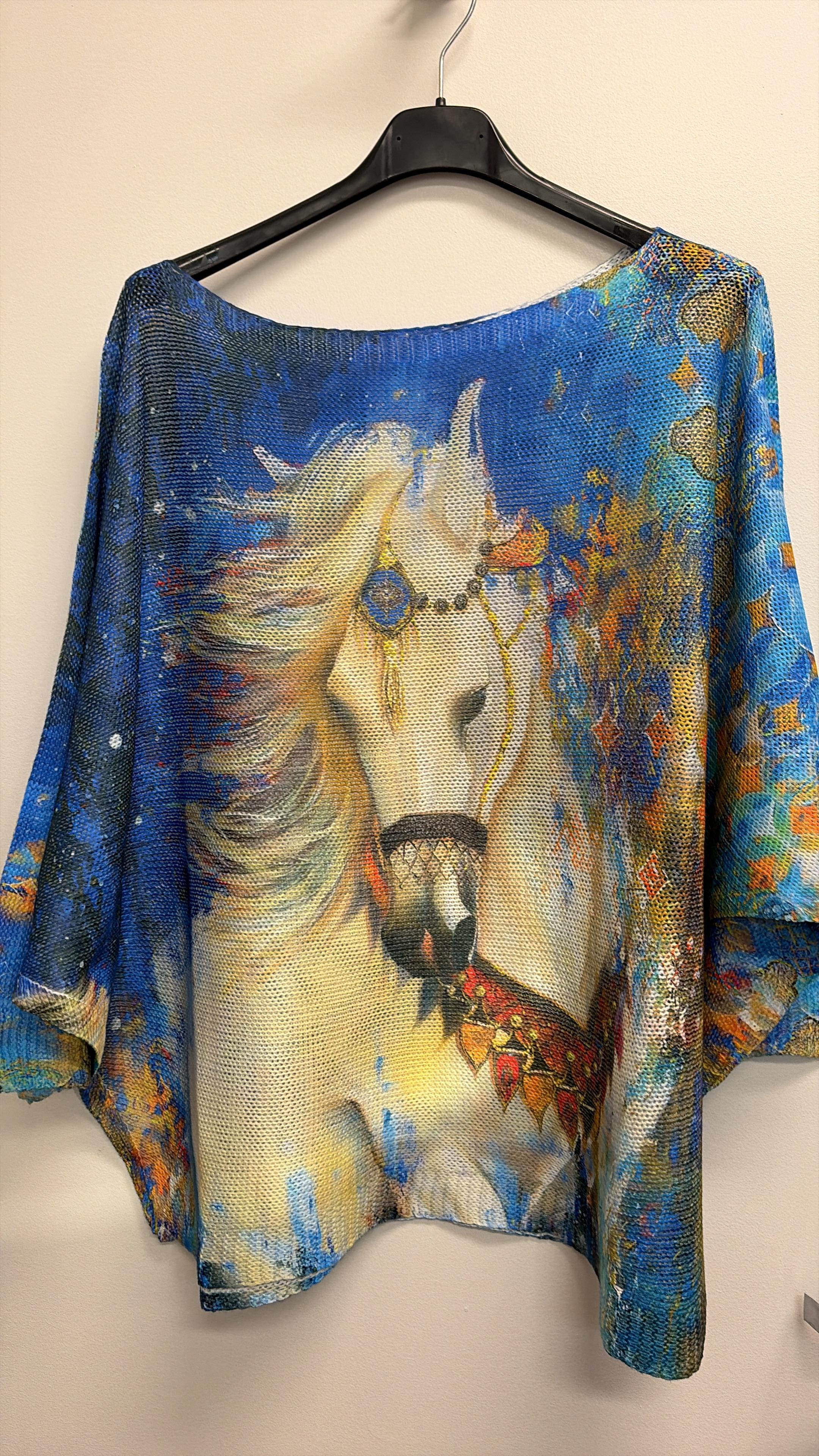 VISMHS Italian One Size Majestic Horse Printed Knit Sweater