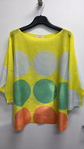 VISBPDY Italian OS Yellow Bold Polka Dot Knit Sweater