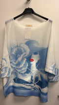VISBPOW Italian One Size Blue Portrait Knit Sweater