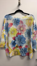 VISPFM Italian OS Airy Floral Multitone Printed Knit Sweater