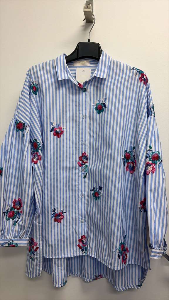 SWCRLB Italian OS Light Blue Striped Cotton Shirt
