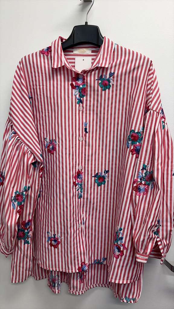 SWCRRD Italian OS Red Striped Cotton Shirt