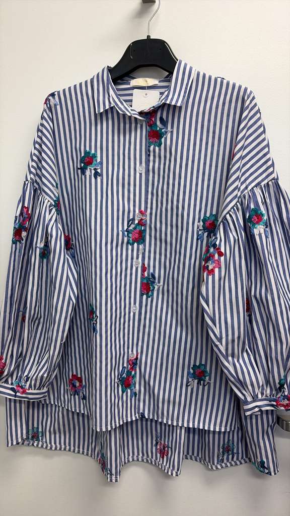 SWCRBL Italian OS Blue Striped Cotton Shirt