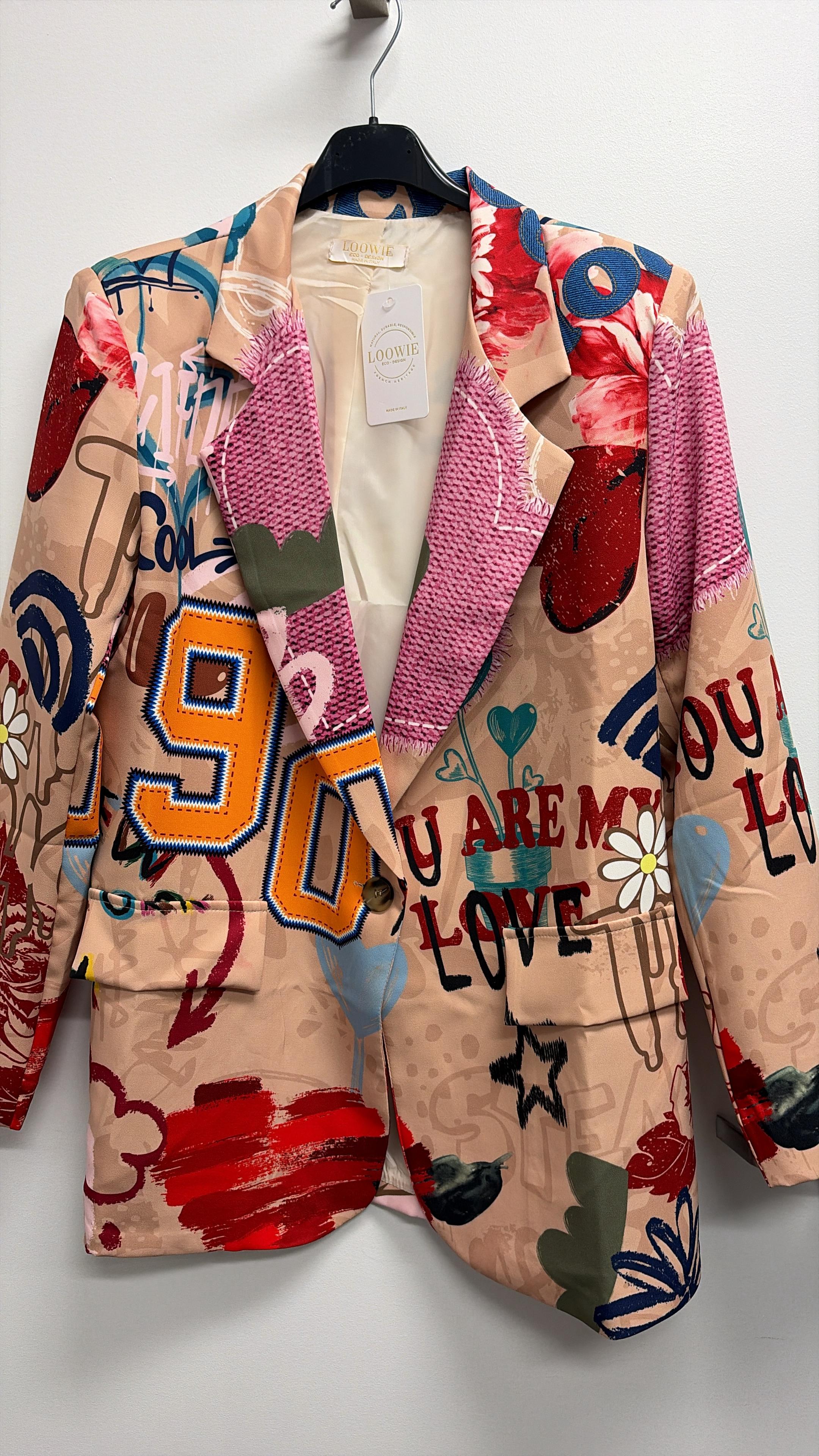 LBLAURML One Size Italian Beige Pop Art Print Blazer