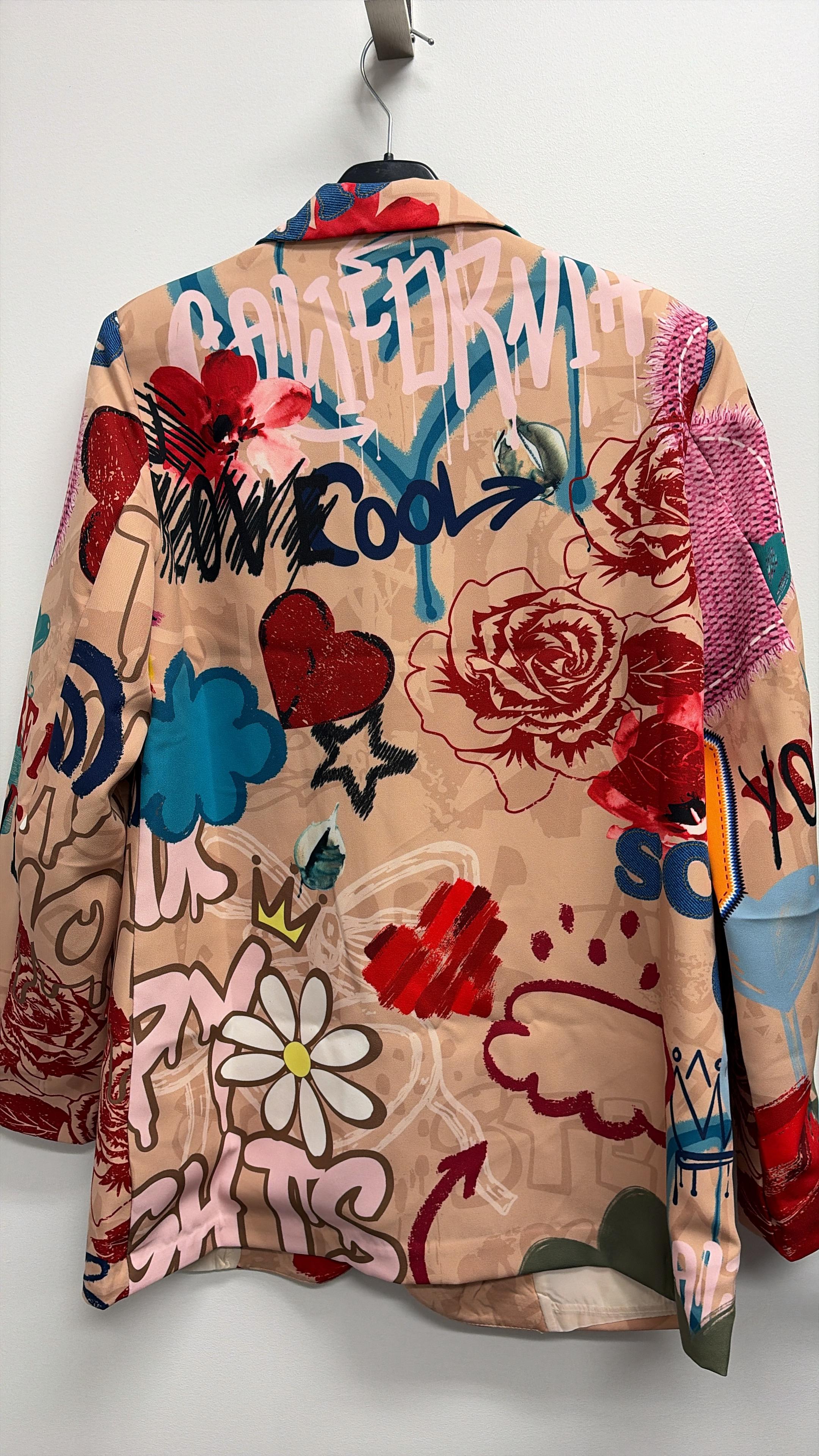 LBLAURML One Size Italian Beige Pop Art Print Blazer