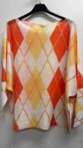 VISOAKS Italian One Size Orange Argyle Knit Sweater