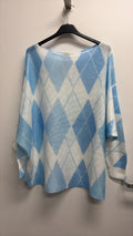 VISBLAKS Italian One Size Sky Blue Argyle Knit Sweater