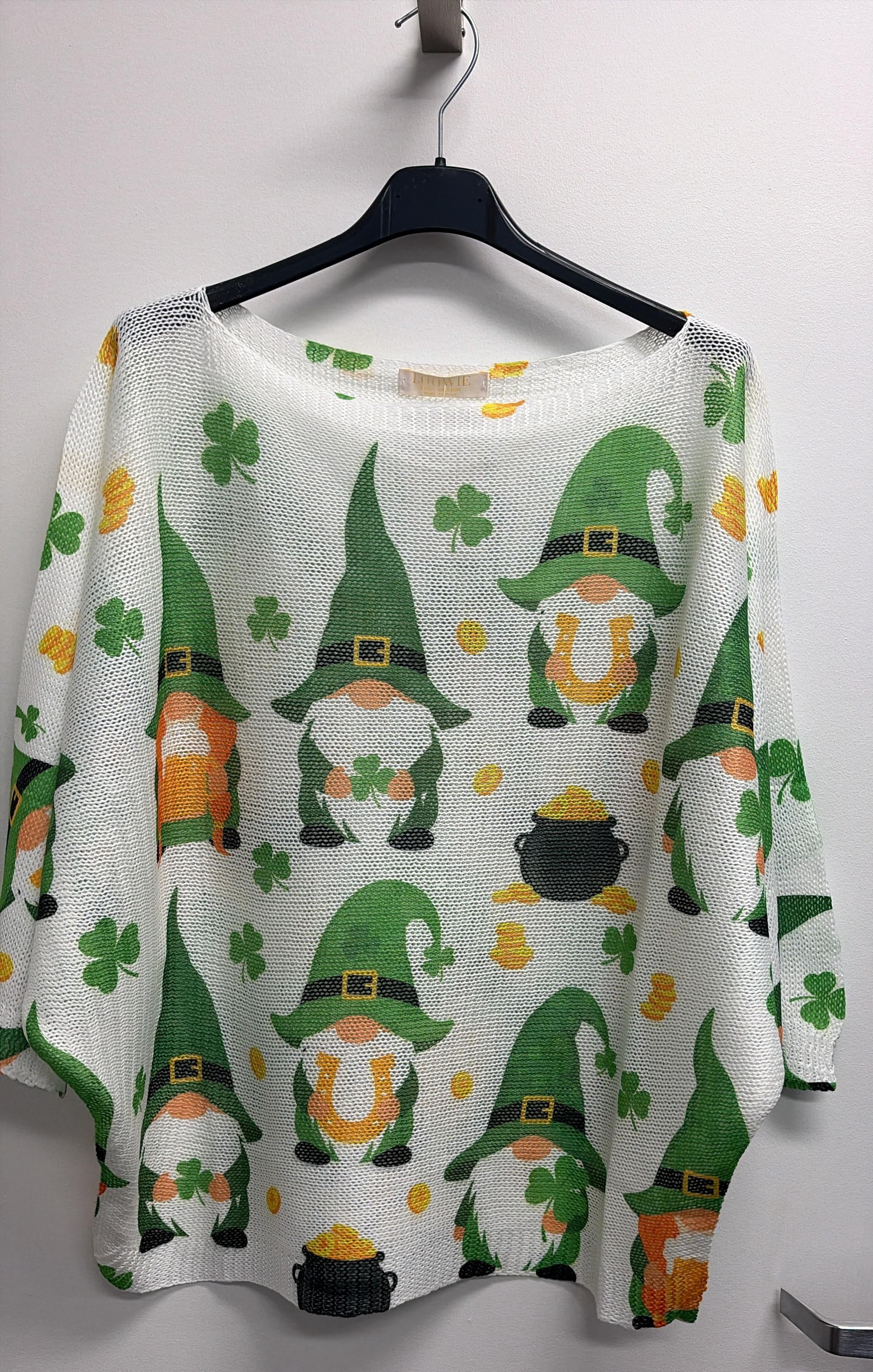 VISSPGN Italian OS St. Patrick Gnome Knit Top