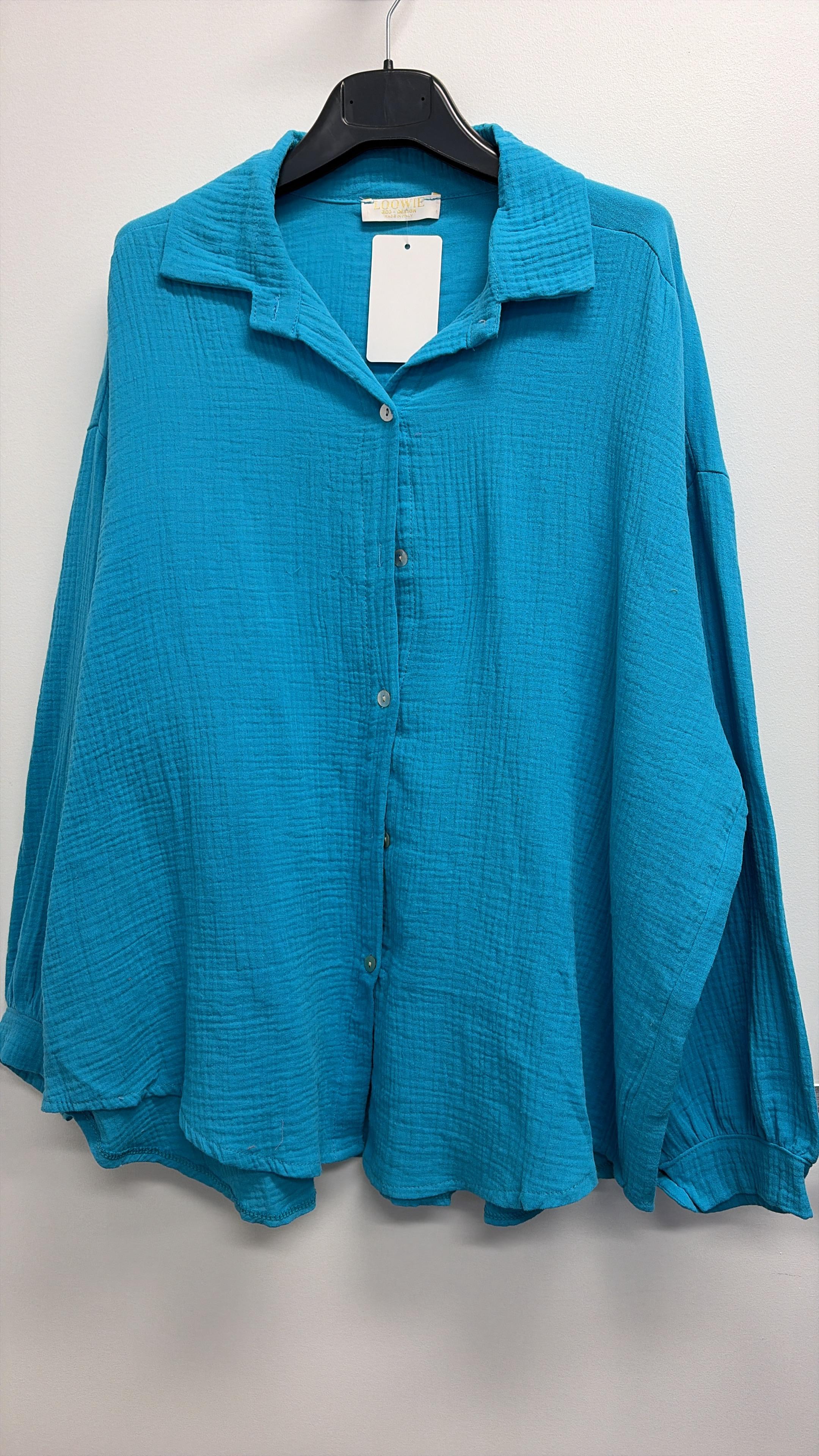 VIEYECT Italian OS Turquoise Gauze Cotton Cover Up