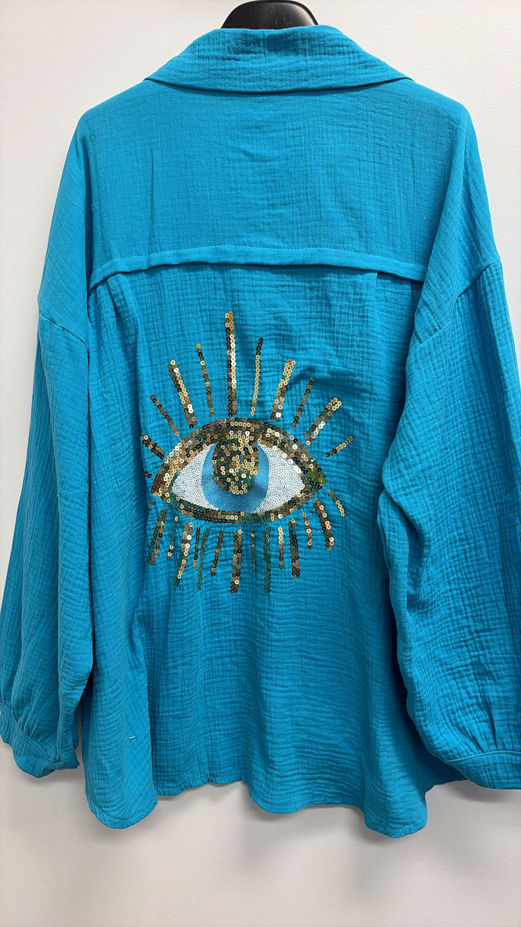 VIEYECT Italian OS Turquoise Gauze Cotton Cover Up