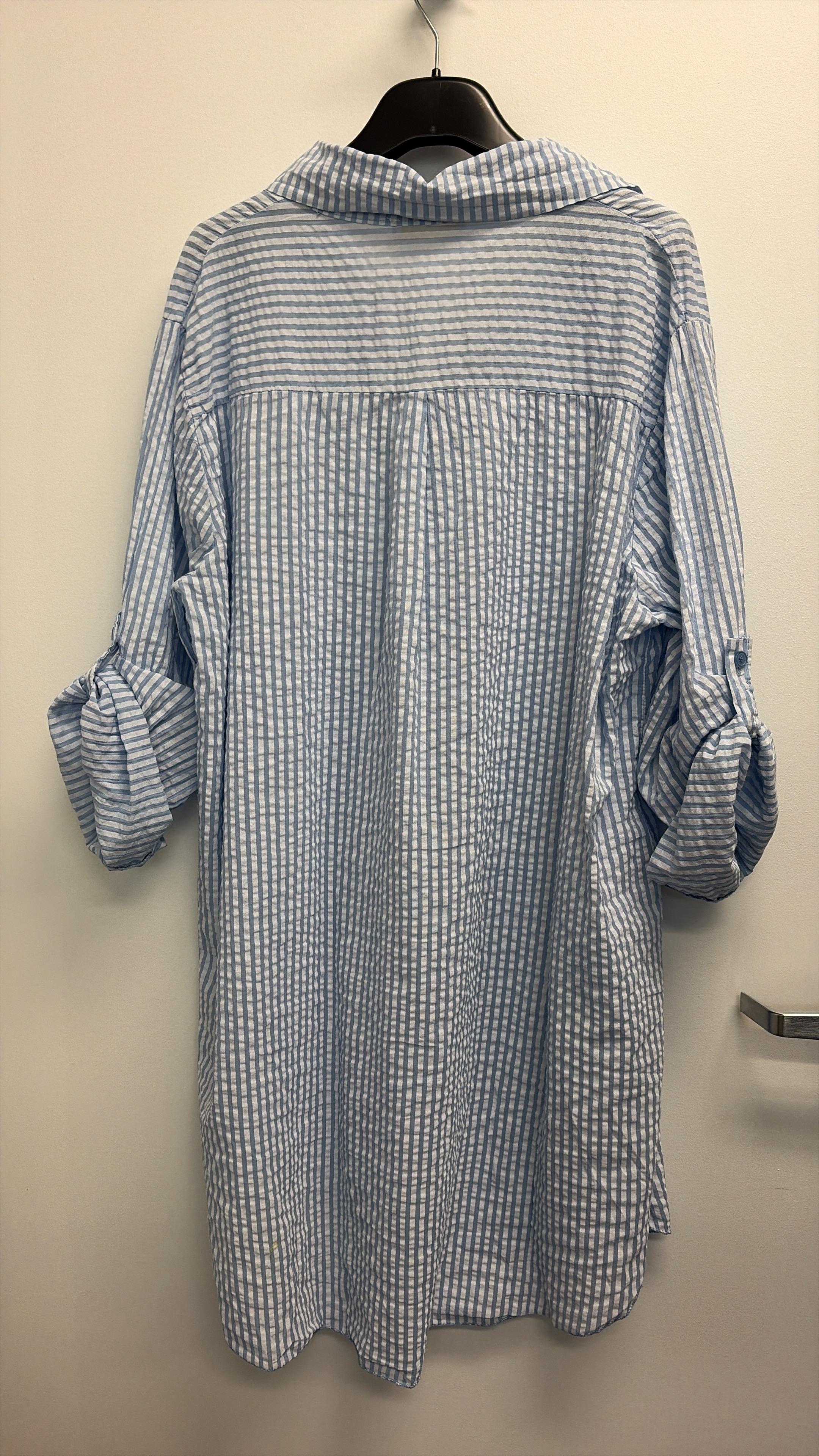 CACCULB Italian Blue Striped Cotton Shirt Dress
