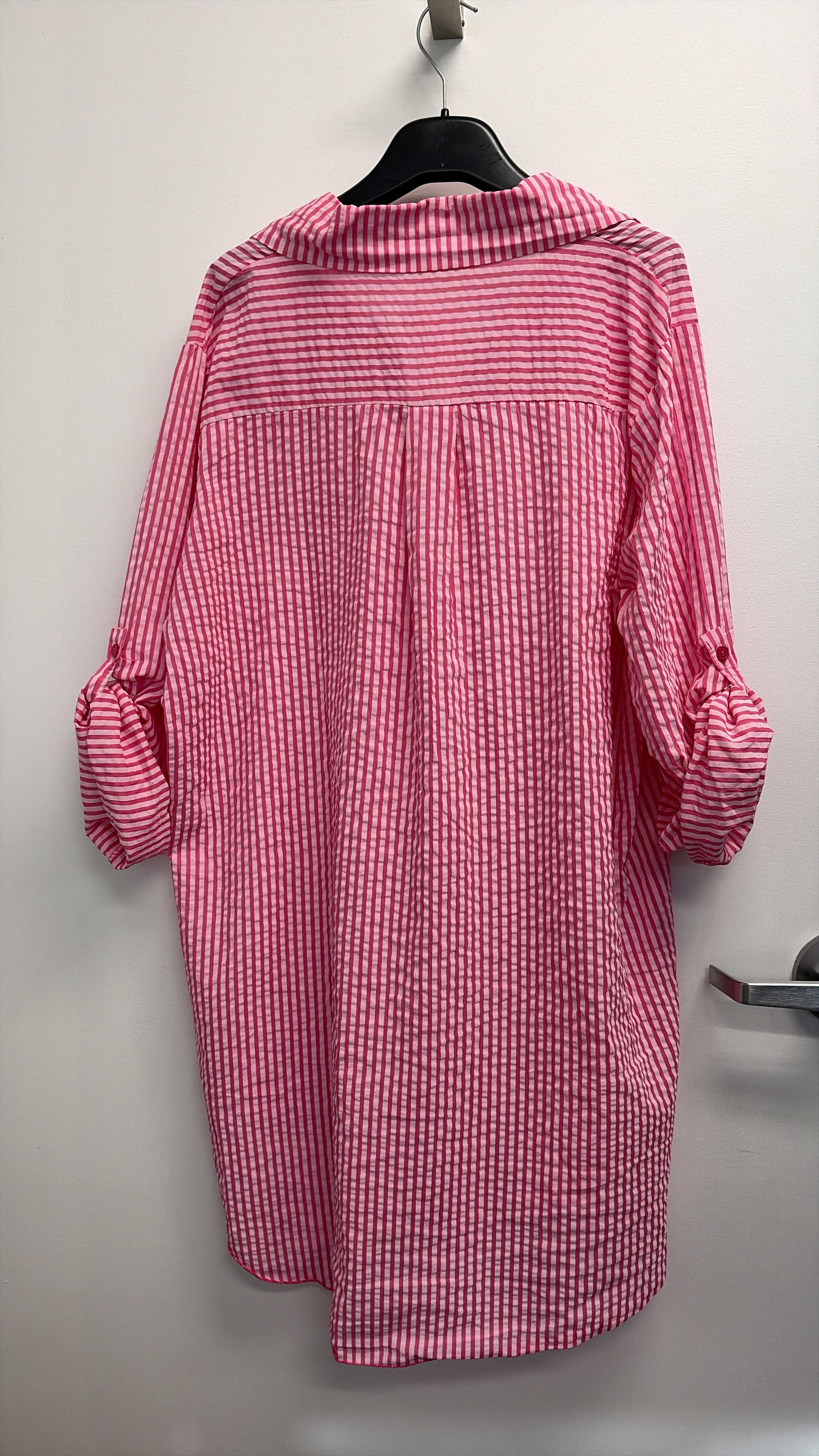 CACCUF Italian Fuchsia Striped Cotton Shirt Dress