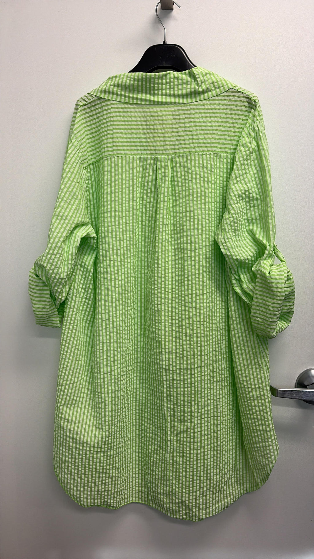 CACCUL Italian Lime Striped Cotton Shirt Dress