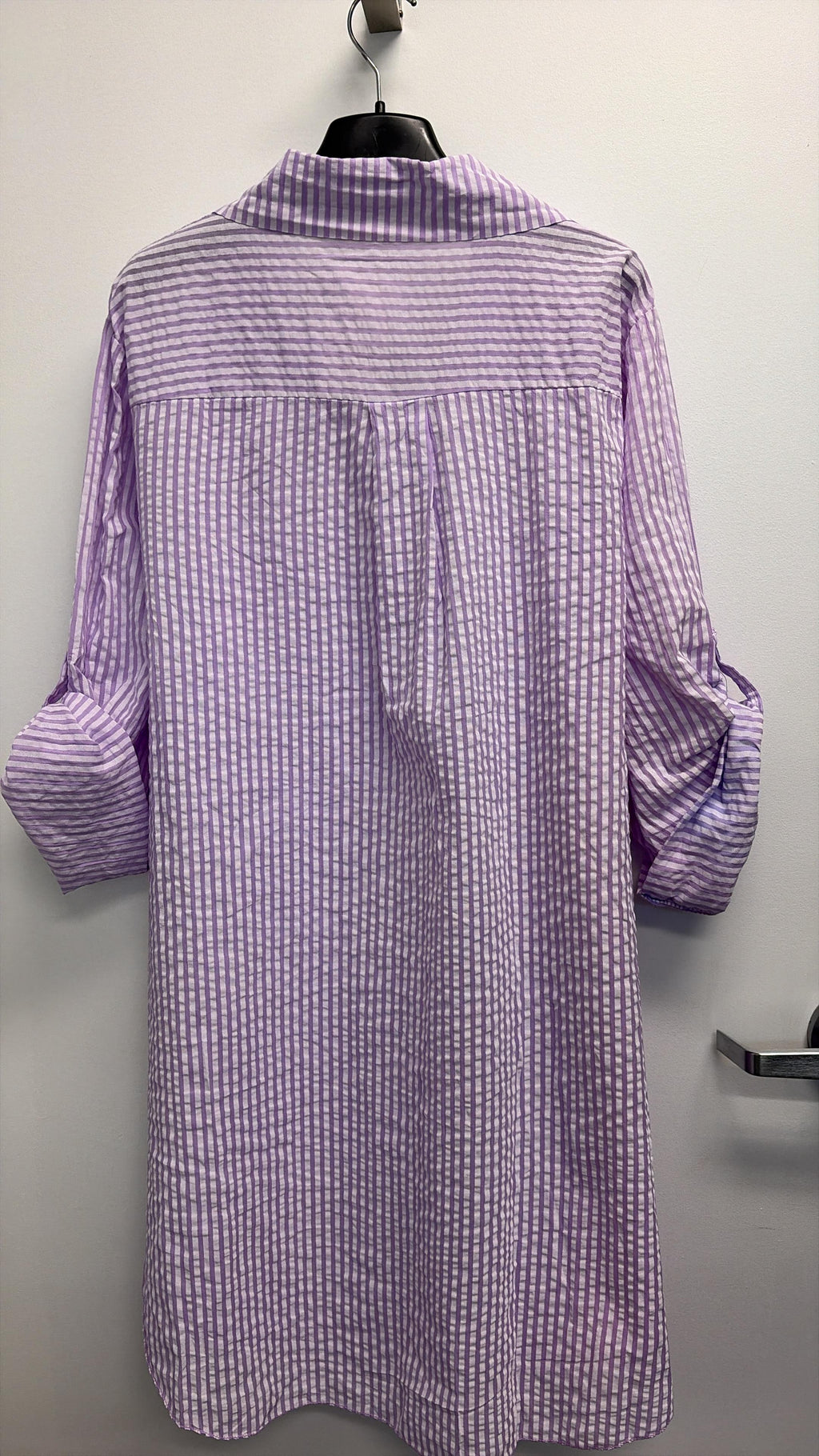 CACCUPL Italian Purple Striped Cotton Shirt Dress