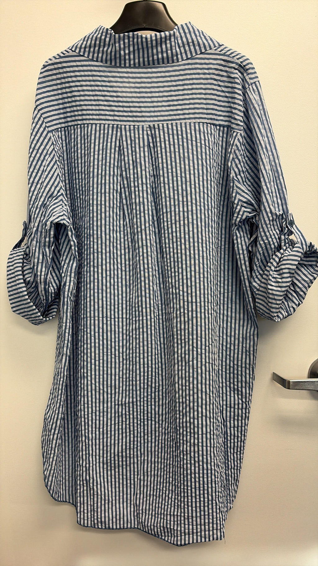 CACCUN Italian Navy Striped Cotton Shirt Dress