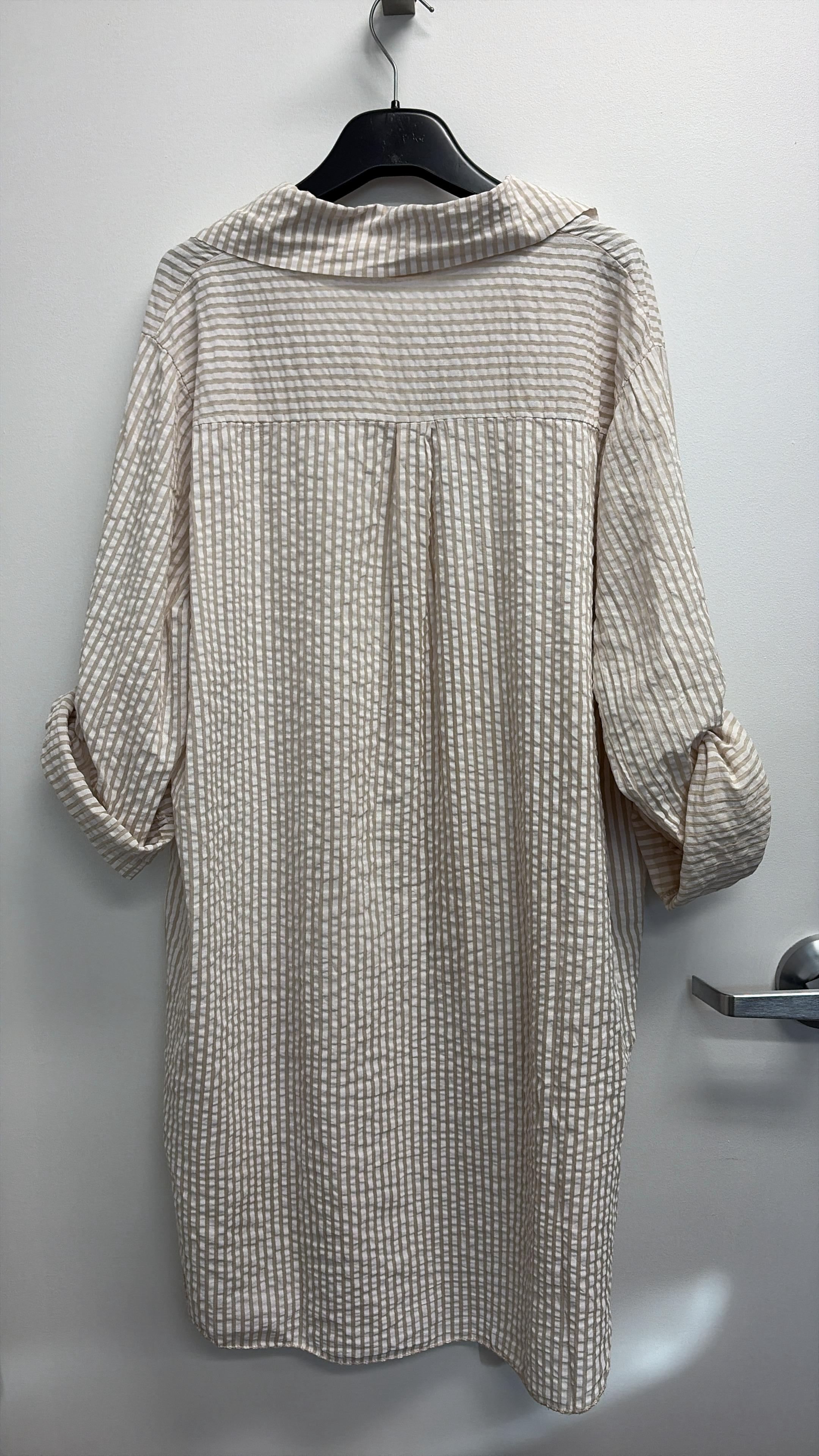 CACCUI Italian Ivory Striped Cotton Shirt Dress