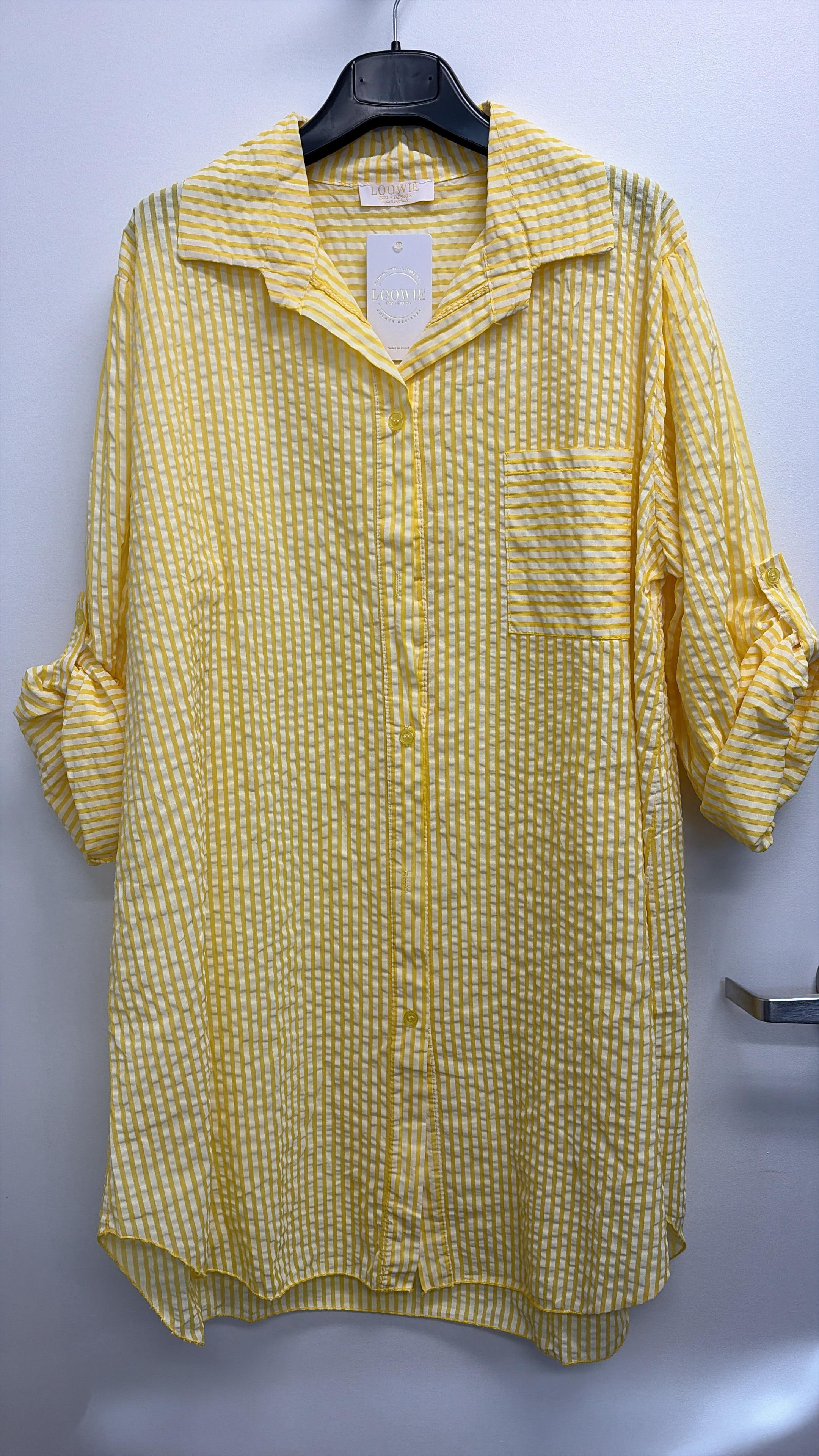 CACCUY Italian Yellow Striped Cotton Shirt Dress